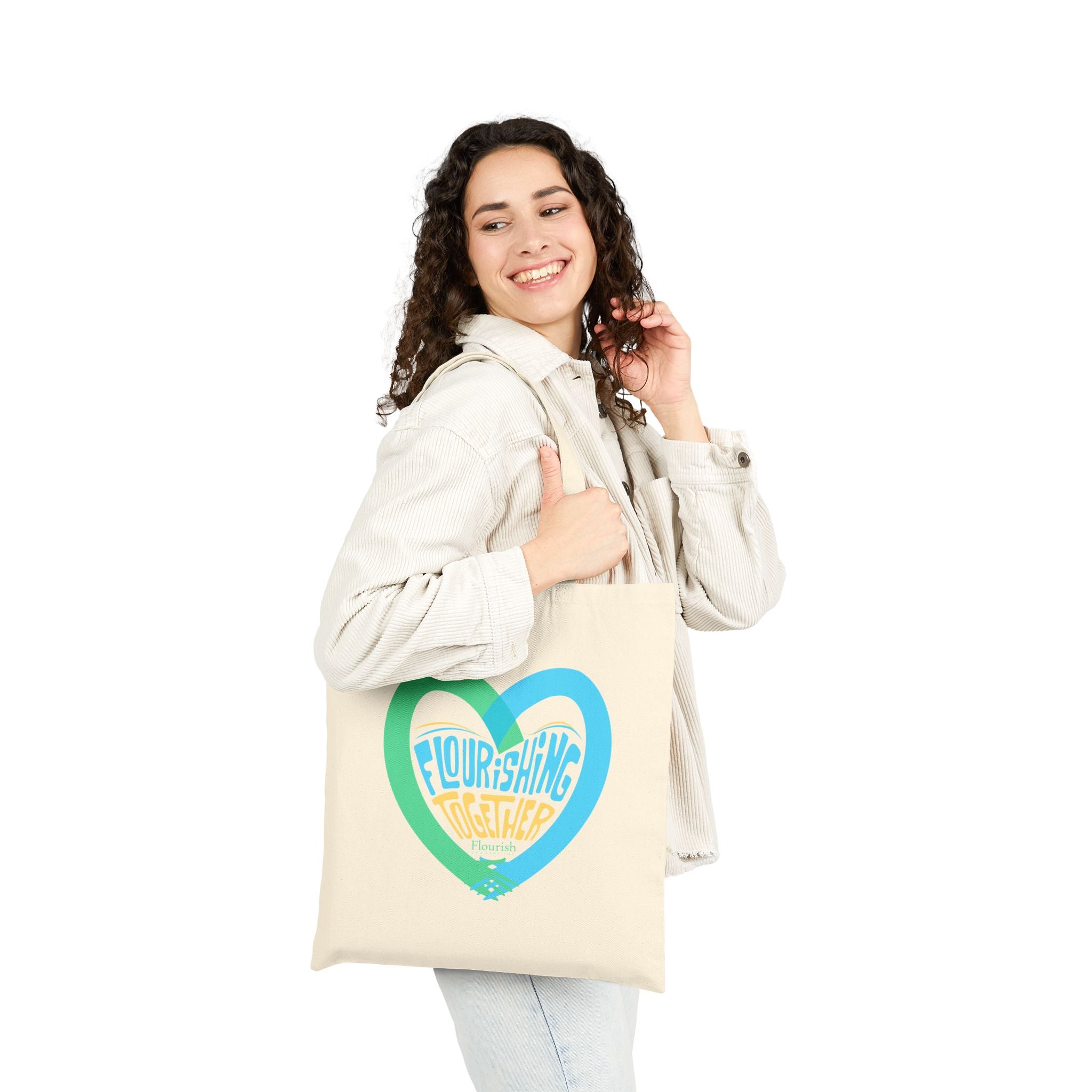 Heart Hands Flourishing Together Natural Tote Bag – Flourish Therapy Collection